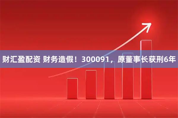 财汇盈配资 财务造假！300091，原董事长获刑6年